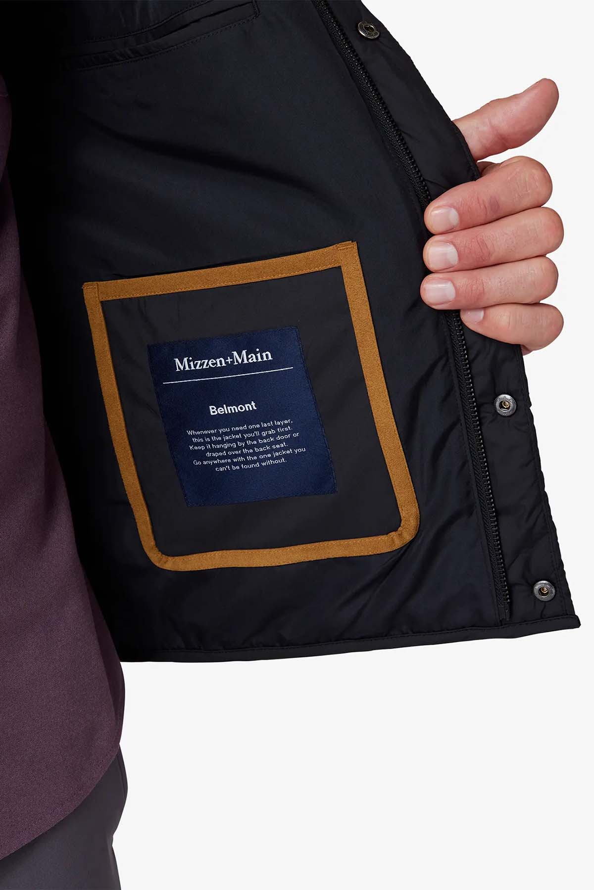 Mizzen + Main - Belmont Quilted Vest - Black Solid - Inside