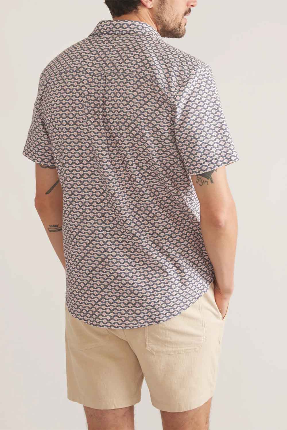 Marine Layer - Stretch Selvage Shirt - Japanese Wave Print - Back