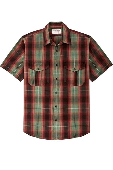 Filson - Washed SS Feather Cloth Shirt - Green/Red/Black Ombre - Front