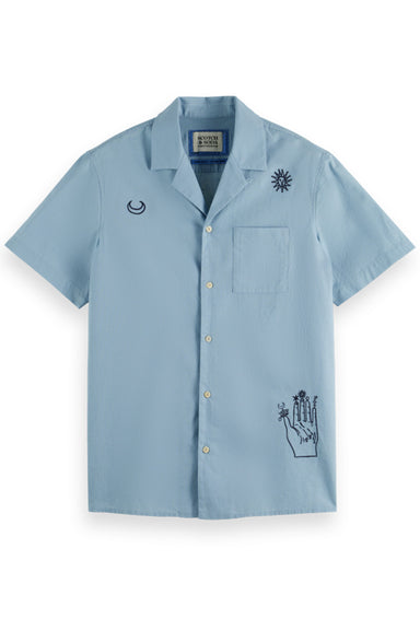 Scotch & Soda - Relaxed Fit Graphic Shirt - Bay Blue - Front