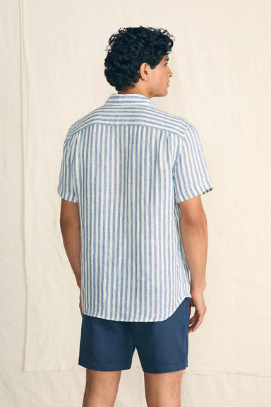 Faherty - Palma Linen Shirt - Horizon Ivory Stripe - Back