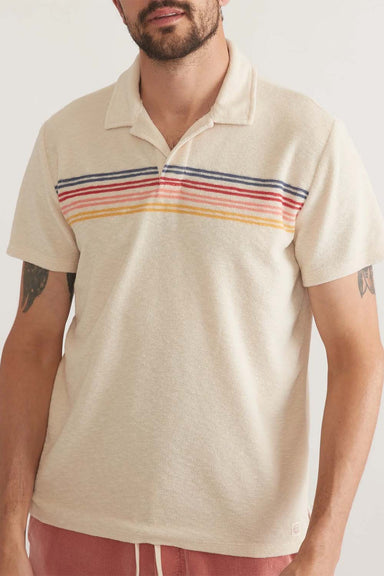 Marine Layer - SS Terry Out Stripe Polo - Fog Sunset Stripe - Front