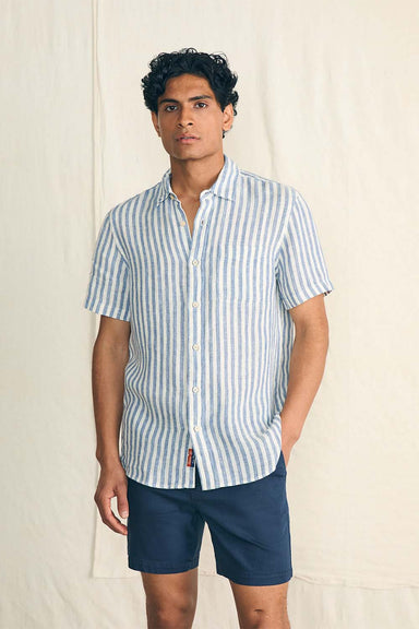 Faherty - Palma Linen Shirt - Horizon Ivory Stripe - Front