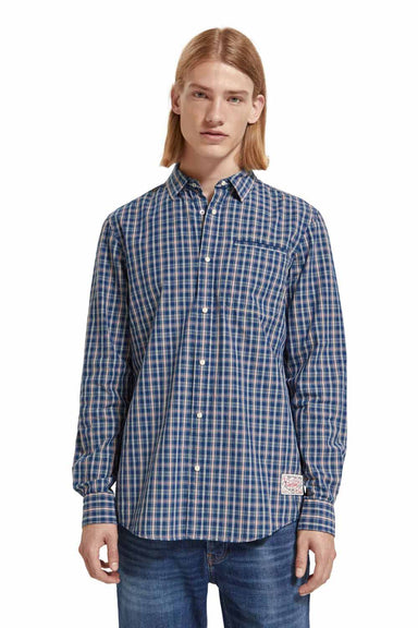 Scotch & Soda - Minimal Check LS - Blue/Red Check  - Front