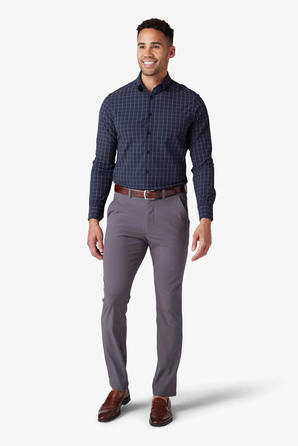 Mizzen and Main - Leeward LS - Navy Lexington Plaid - Front
