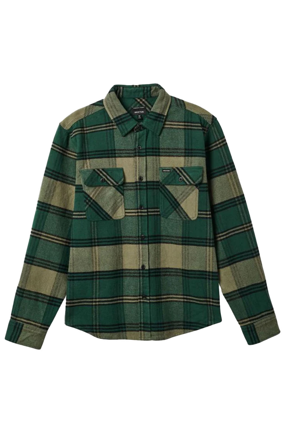 Brixton - Bowery Heavyweight LS Flannel - Pine Needle/Olive Surplus - Flatlay