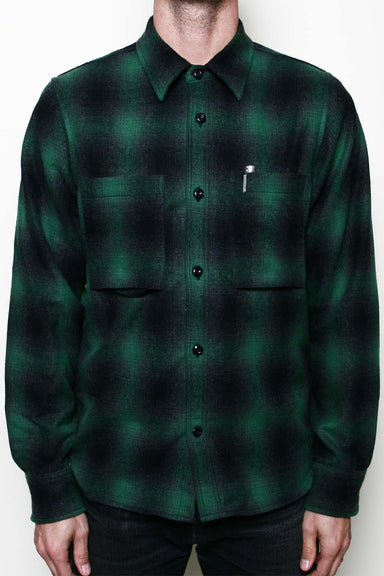 Rogue Territory - Green Wool Plaid Utility Shirt - Front