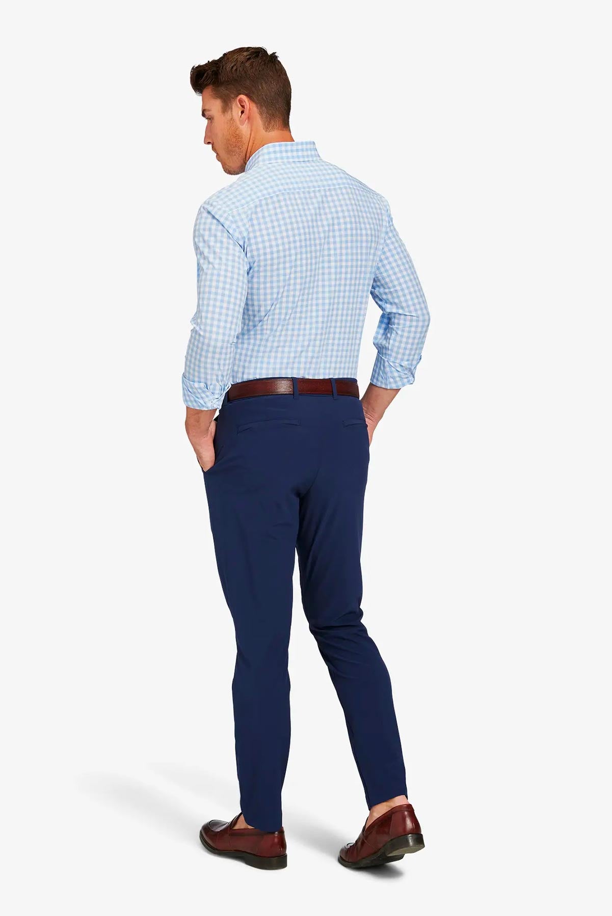 Mizzen + Main - Leeward LS - Light Blue Gingham - Back