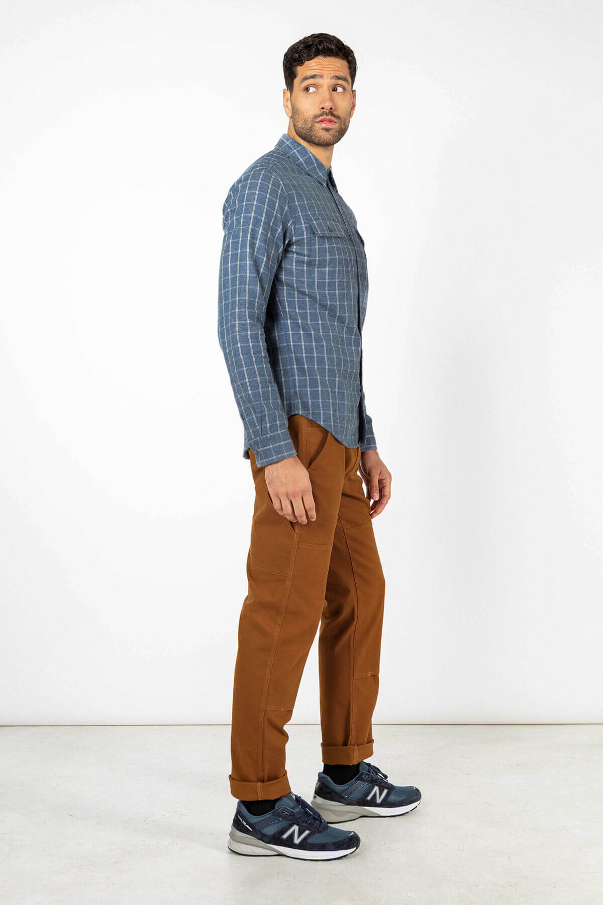 Bridge & Burn - Cole Slim Shirt - Navy Windowpane - Side
