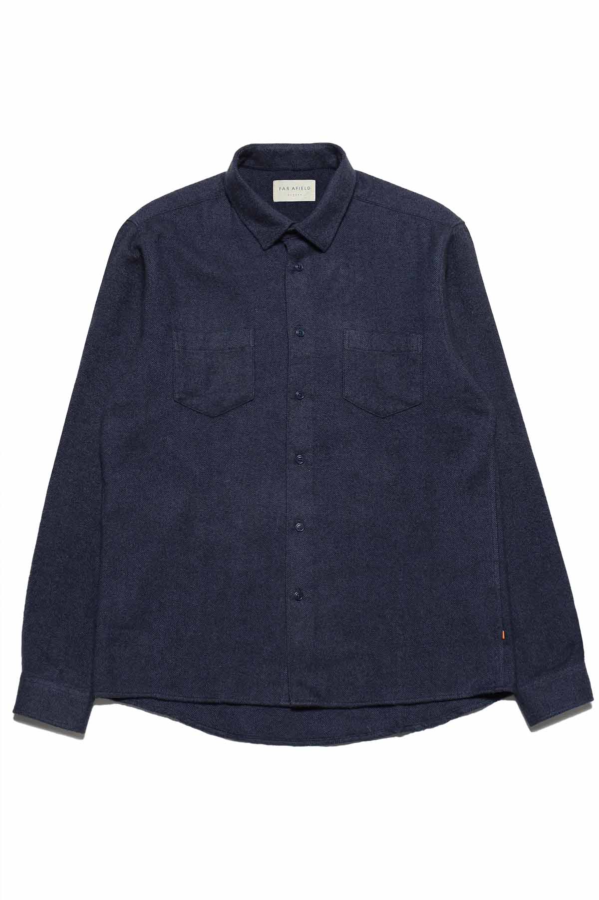 Far Afield - Classic 2 Pkt LS Shirt - Insignia Blue - Flatlay