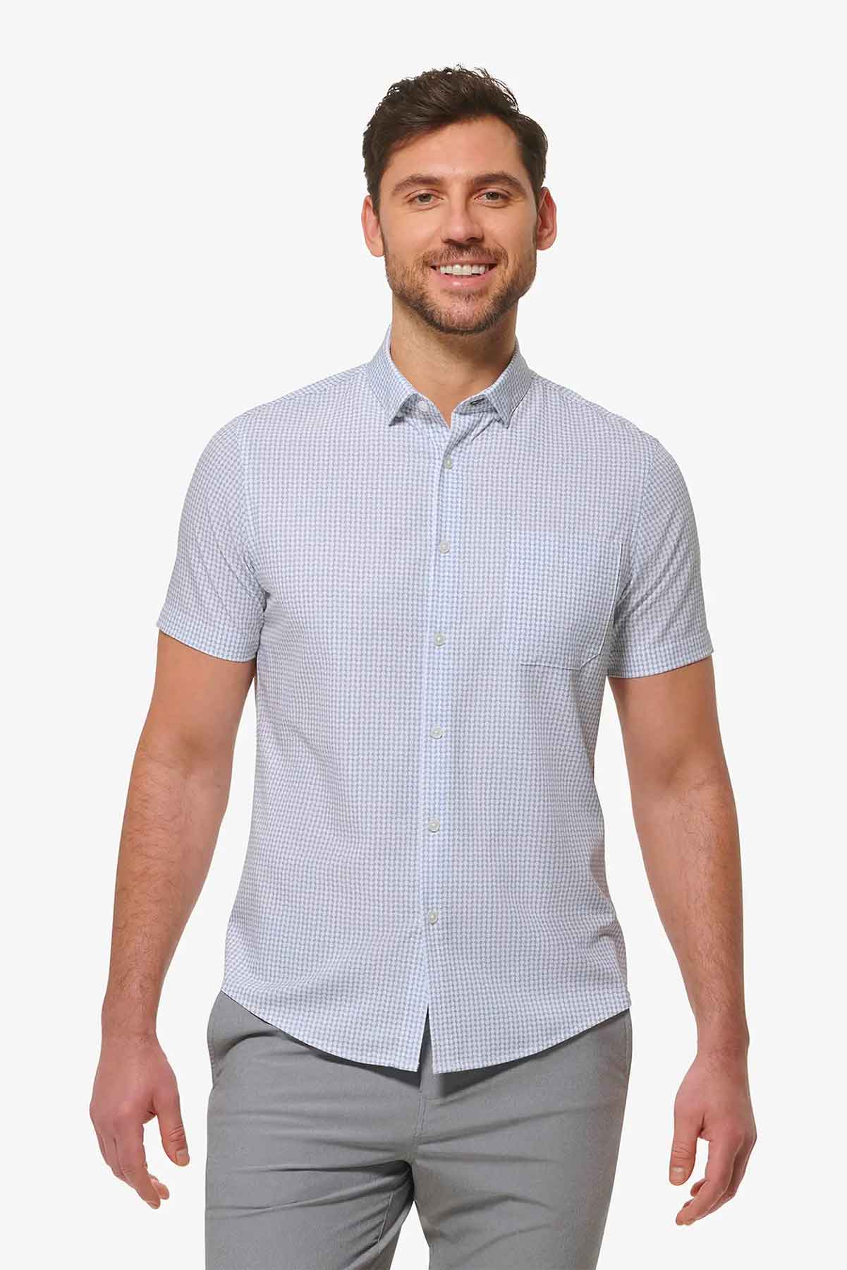 LEEWARD SS Ashley Blue Circle Geo Print
