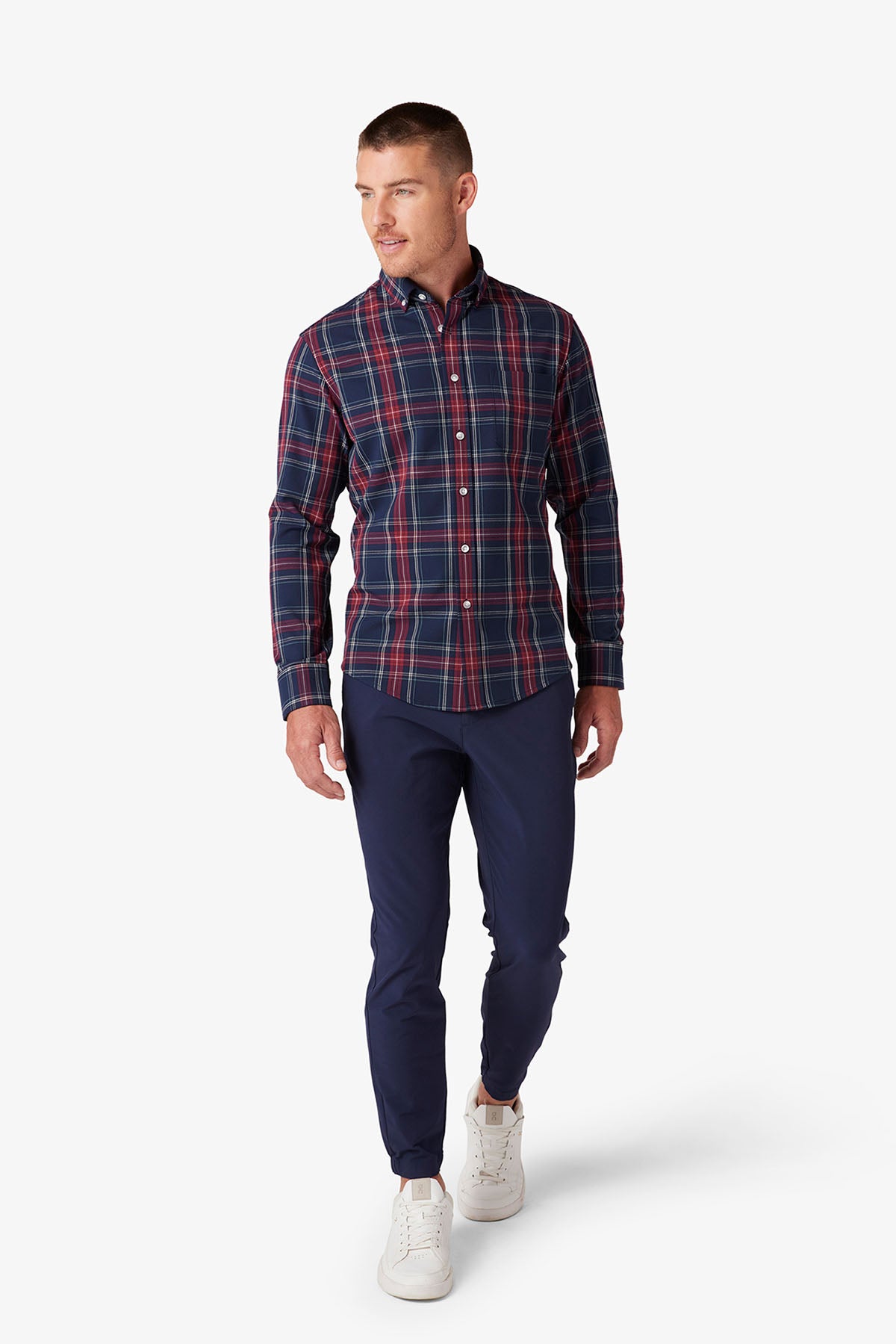Mizzen and Main - City Flannel - Navy Tartan - Front