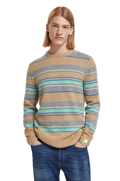 Scotch & Soda - Wool Stripe Sweater - Camel Stripe - Front