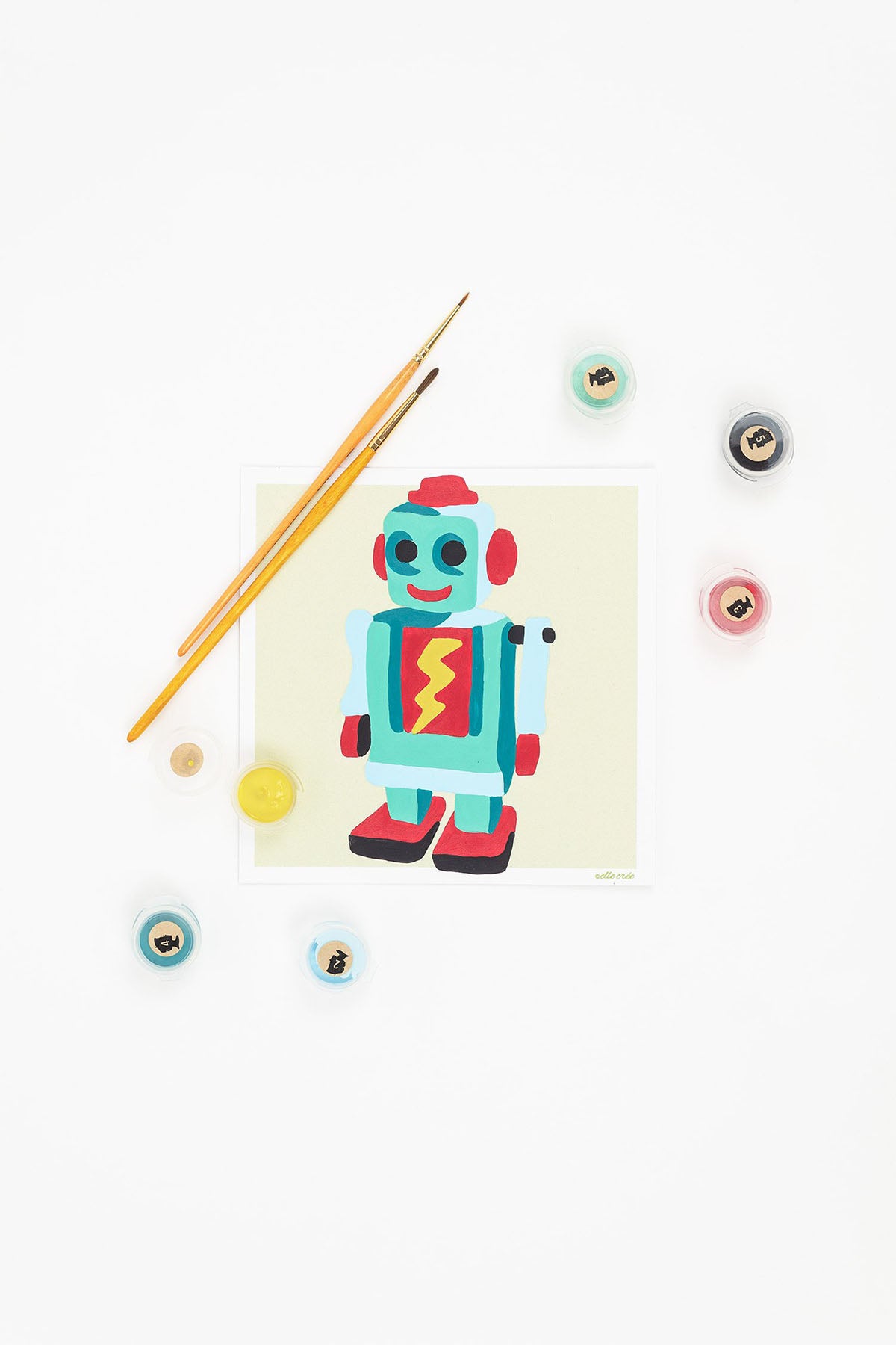 KIDS MINI RETRO BOT PAINT BY NUMBER