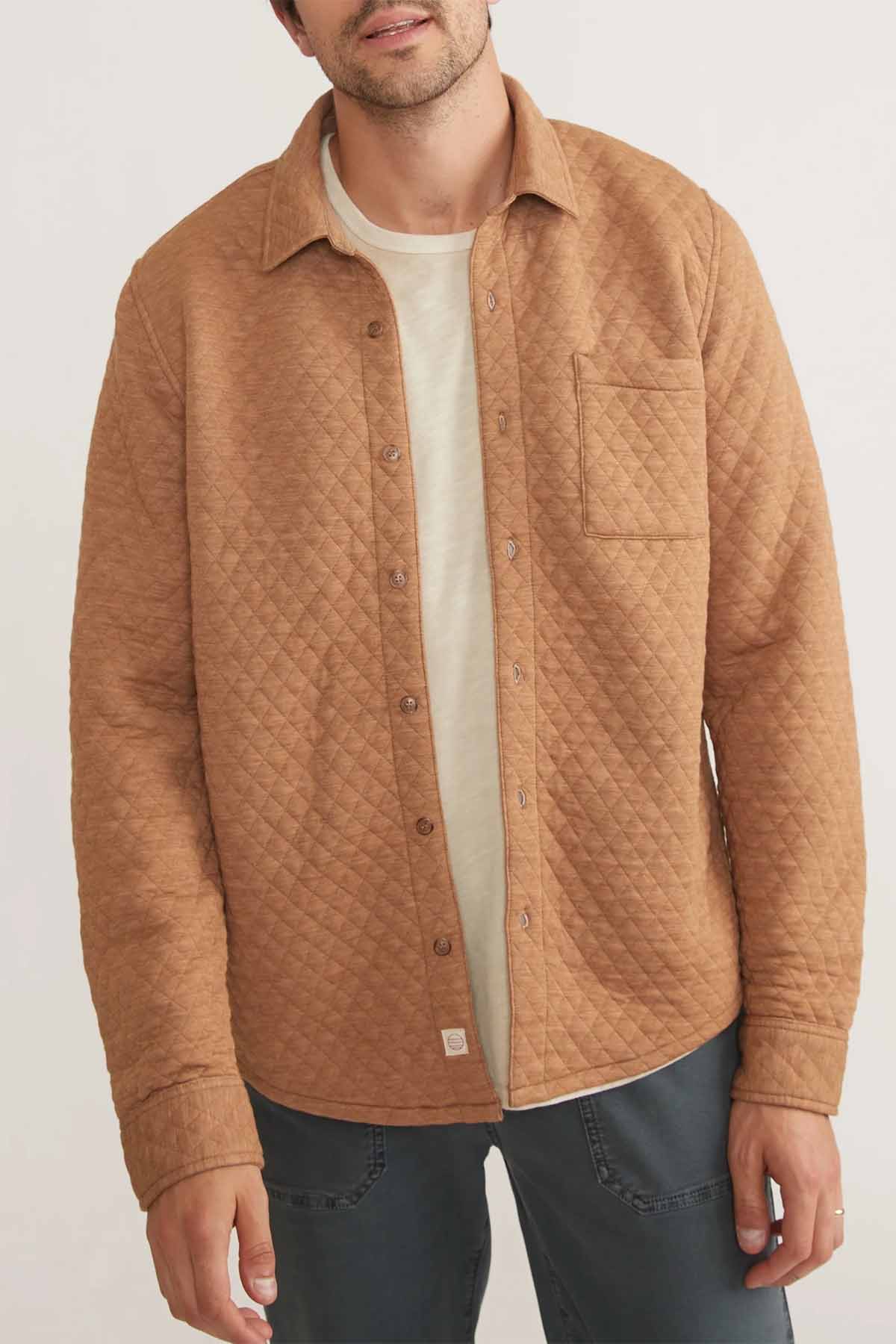 Marine Layer - Corbet Quilted Overshirt - Camel - Front