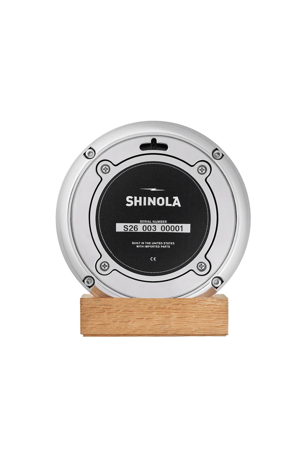 Shinola - Runwell Desk Clock - Chrome/Wolverine/Maize Blue - Back