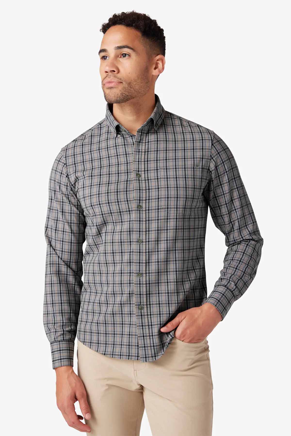 Mizzen + Main - City Flannel - Nickel Houston Plaid