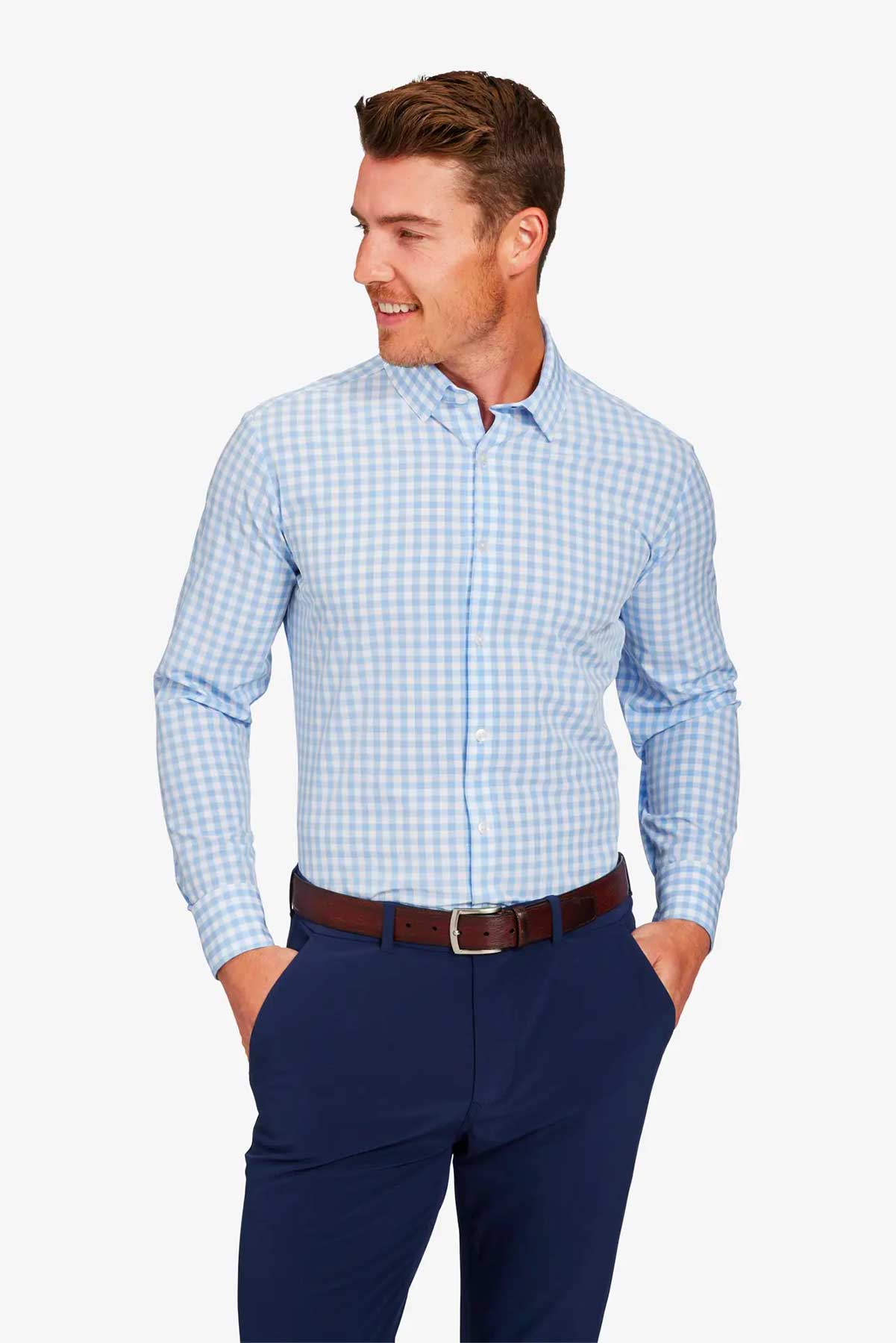 Mizzen + Main - Leeward LS - Light Blue Gingham