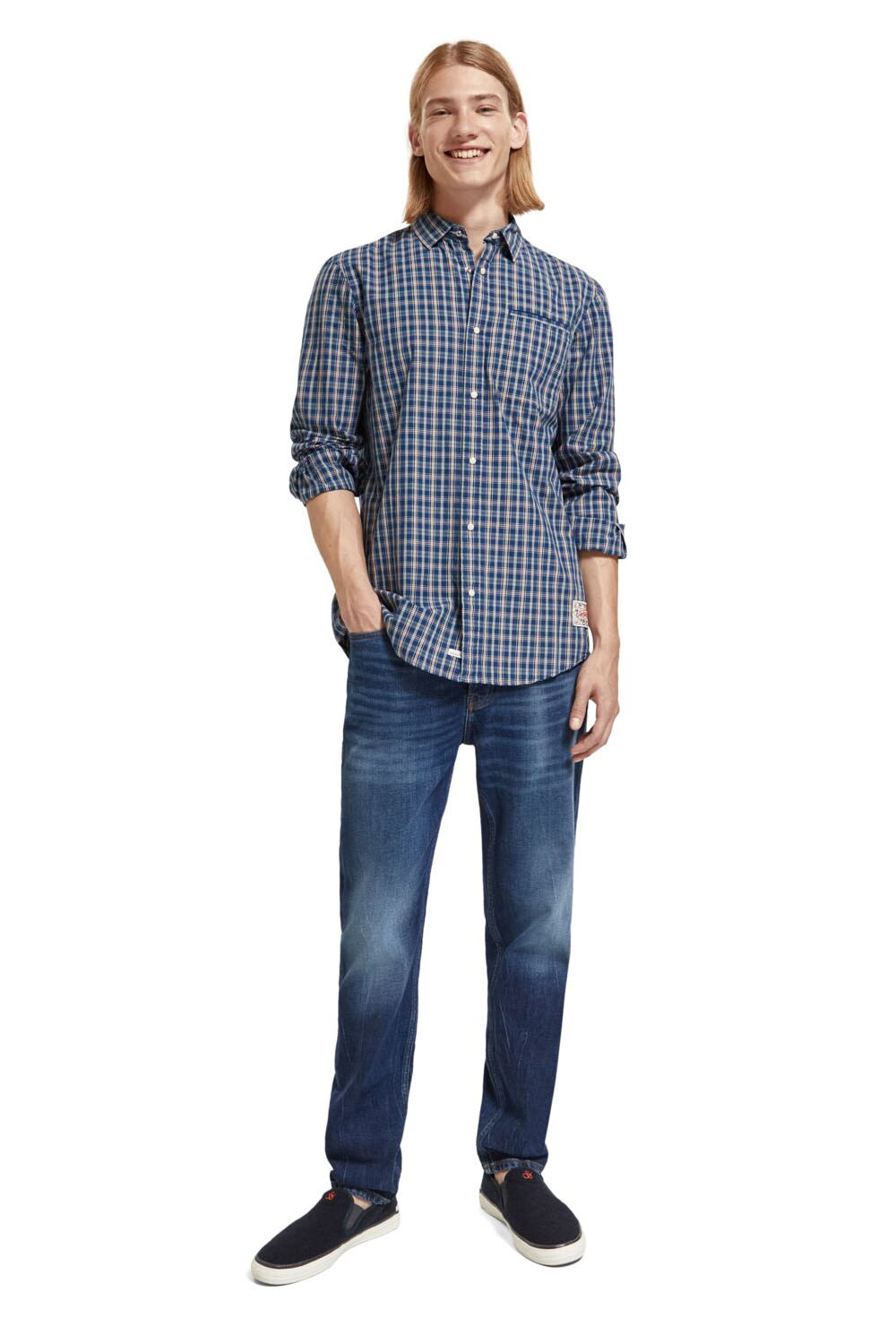 Scotch & Soda - Minimal Check LS - Blue/Red Check 