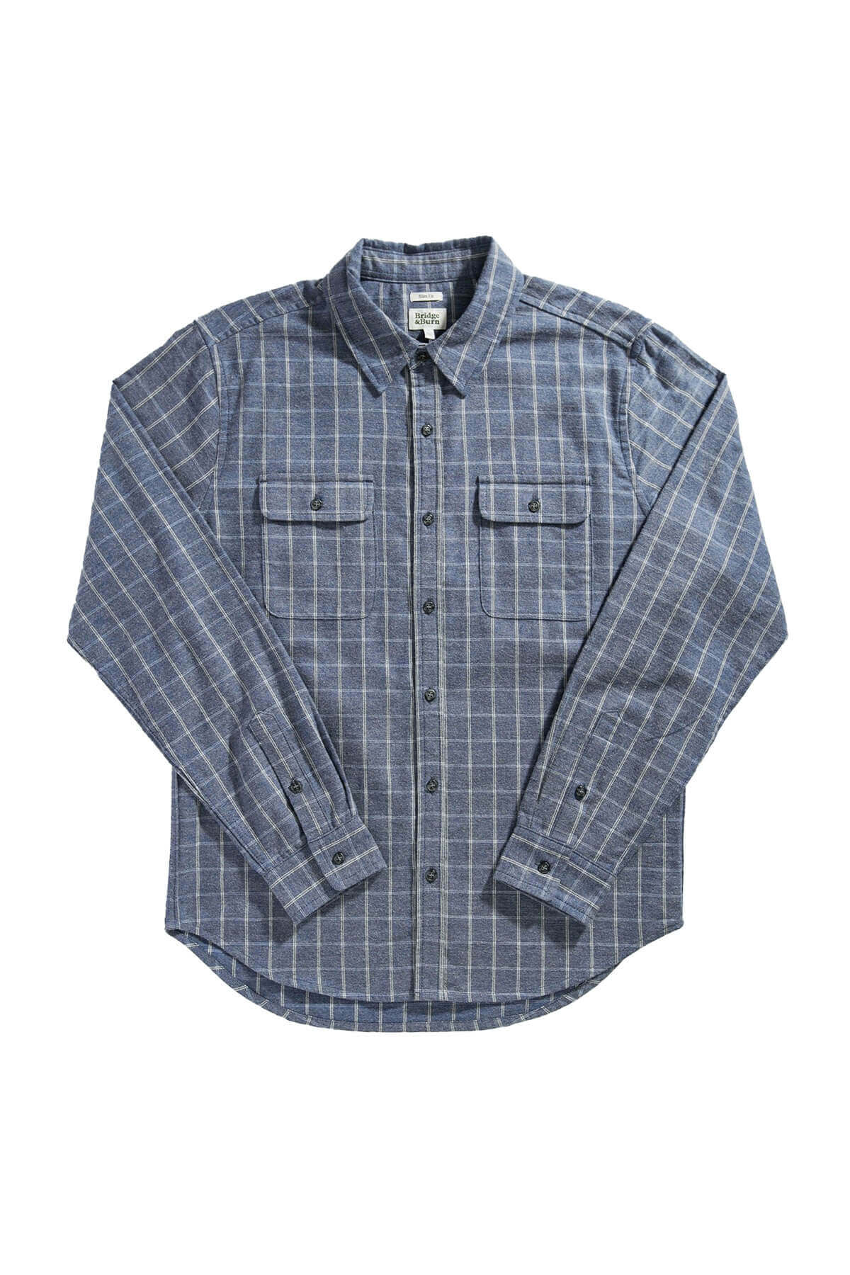 Bridge & Burn - Cole Slim Shirt - Navy Windowpane - Flatlay
