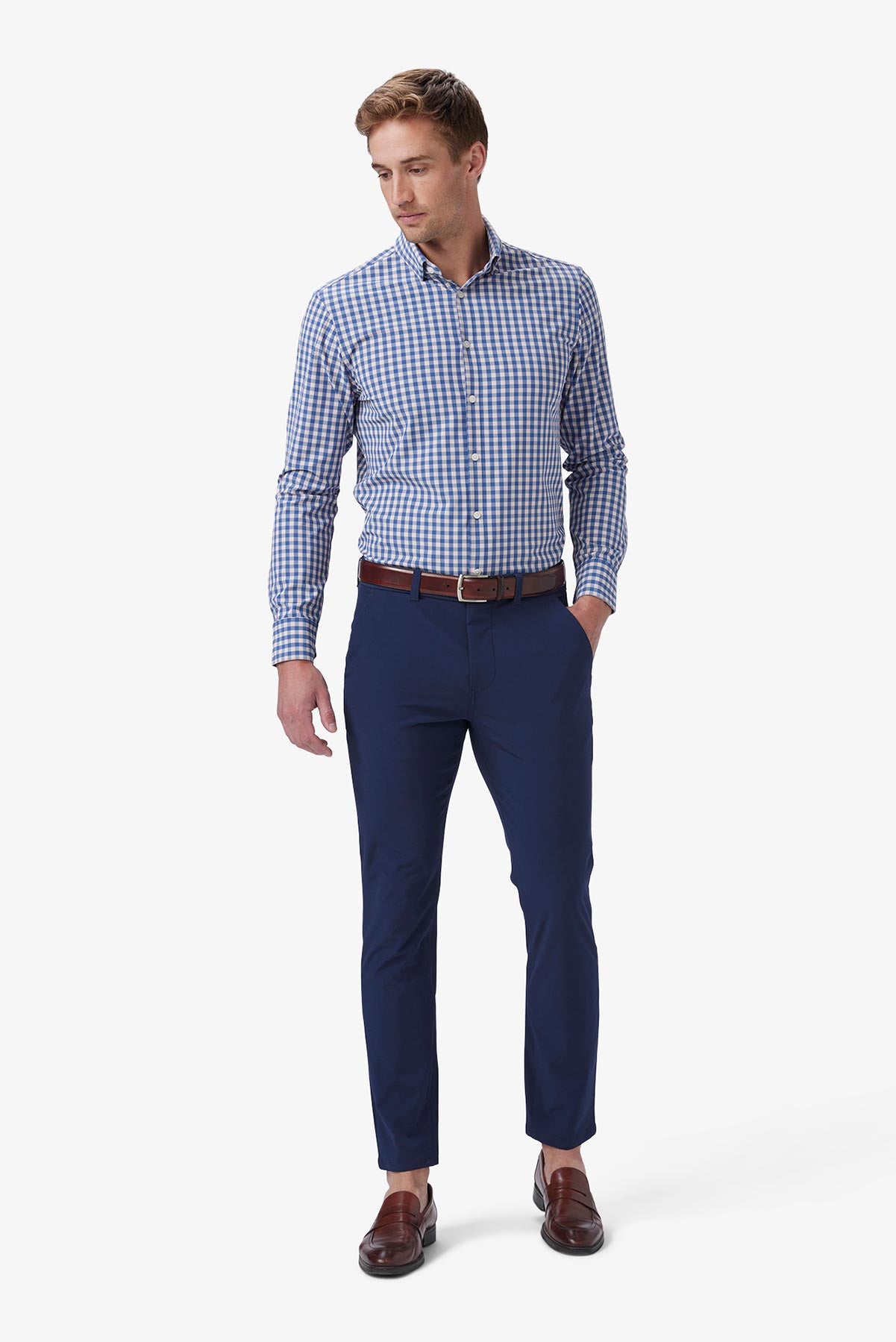LEEWARD LS Navy Madison Check