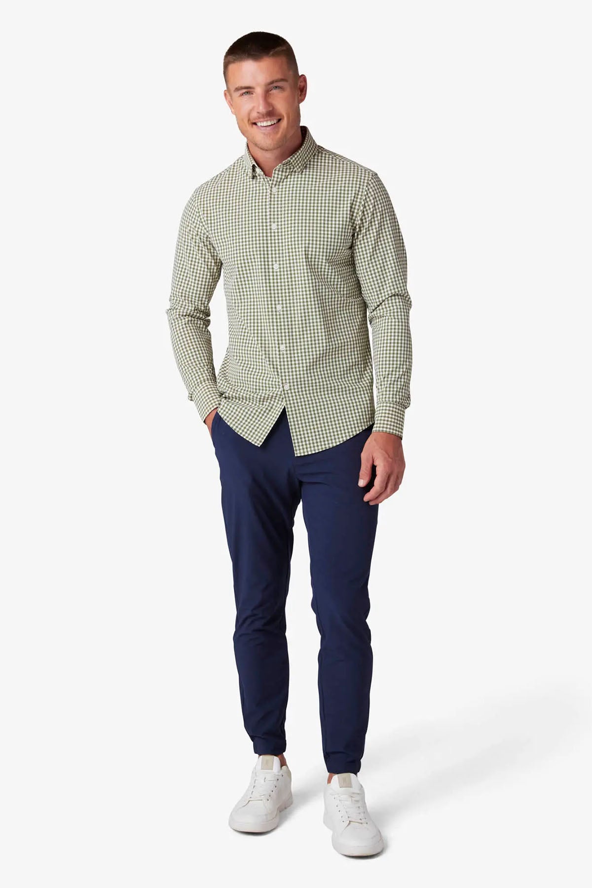Mizzen + Main - Leeward LS - Sage Gingham - Front