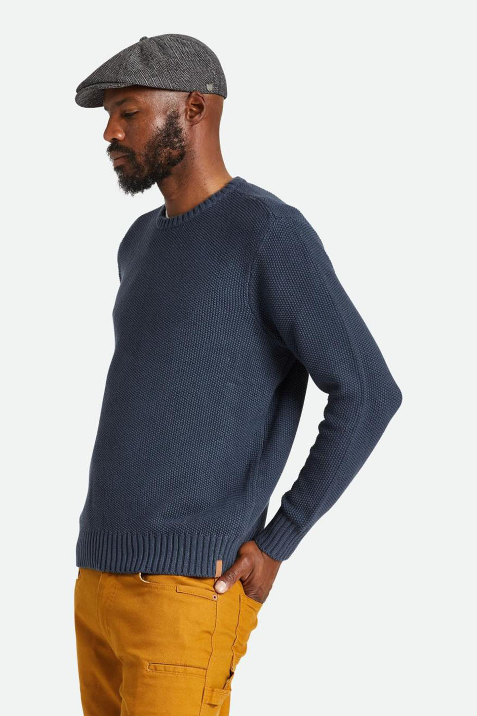 Brixton - Jacques Waffle Knit Sweater - Ombre Blue - Model