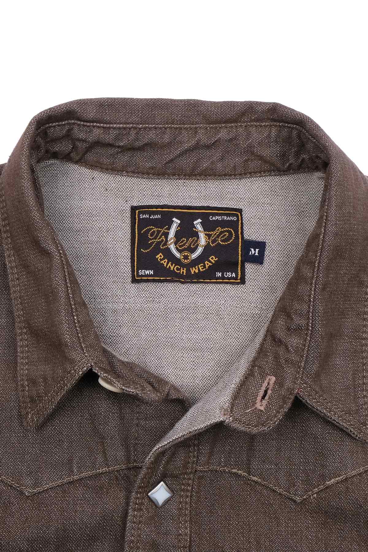 Freenote Cloth - Calico LS - Brown Denim - Collar