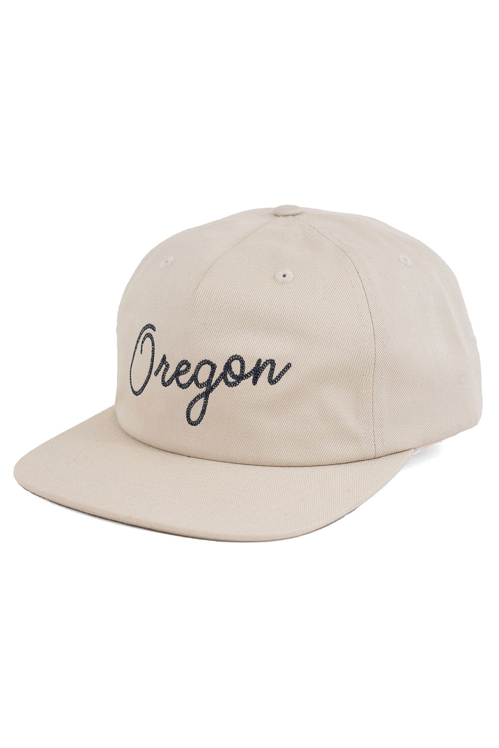 REVOLVR signature embroidered Oregon cap in birch with leather strap on back profile view