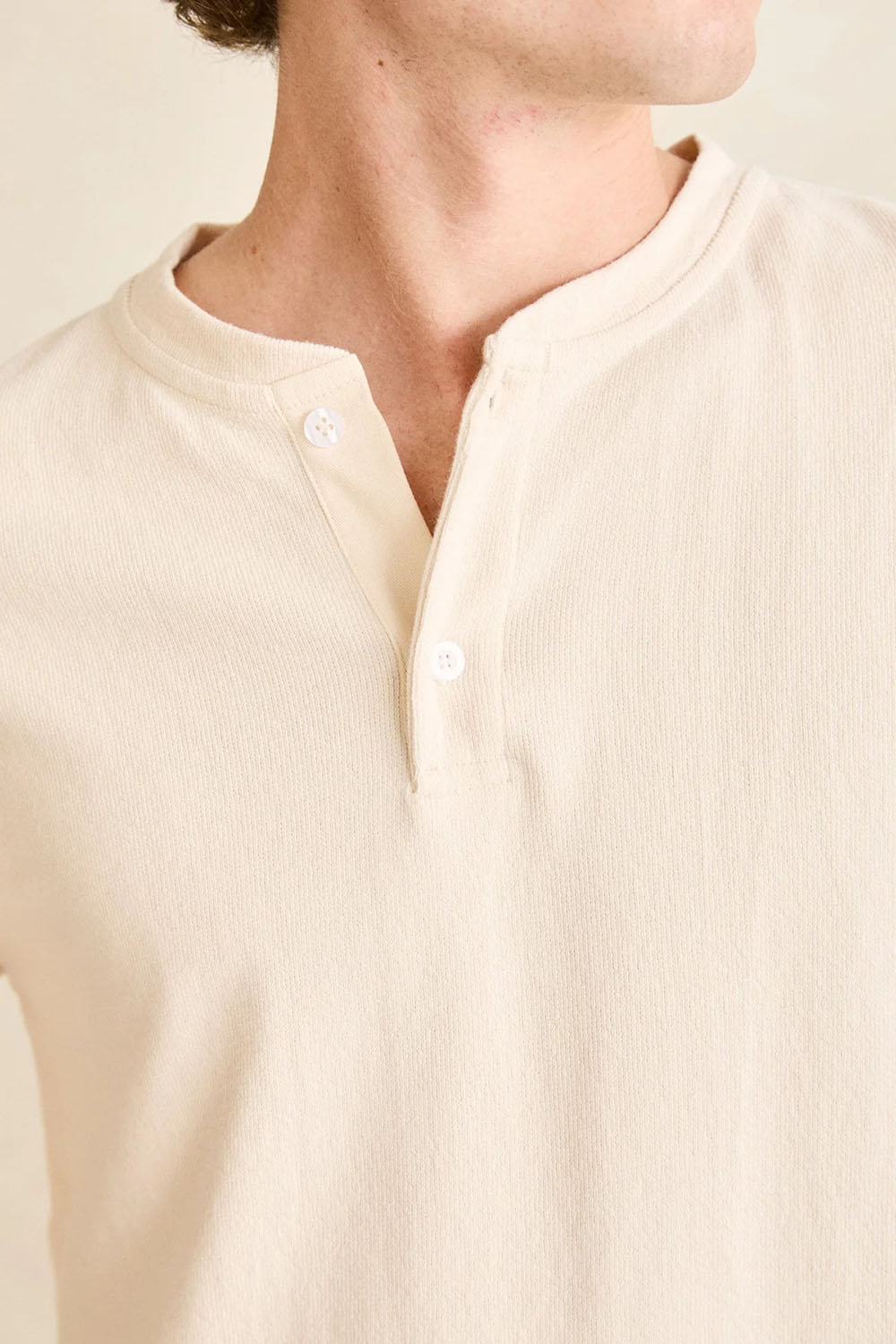 Rhythm Vintage Jersey Henley in Natural — Detail-1 view
