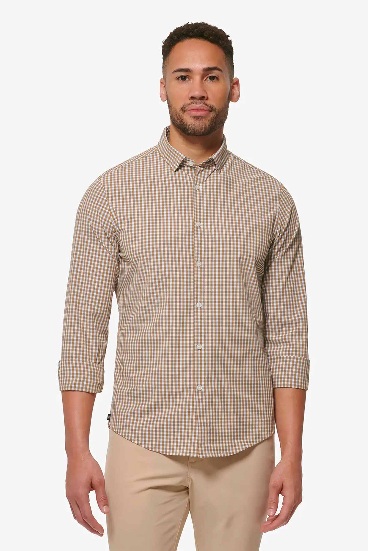 LEEWARD LS Golden Brown Gingham