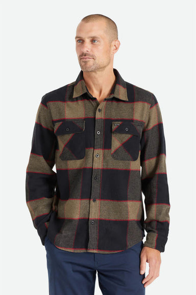 Brixton - Bowery LS Flannel - Heather Grey/Charcoal - Front