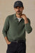 Faherty Sunwashed Sweater Polo in Mountain Green — Front view