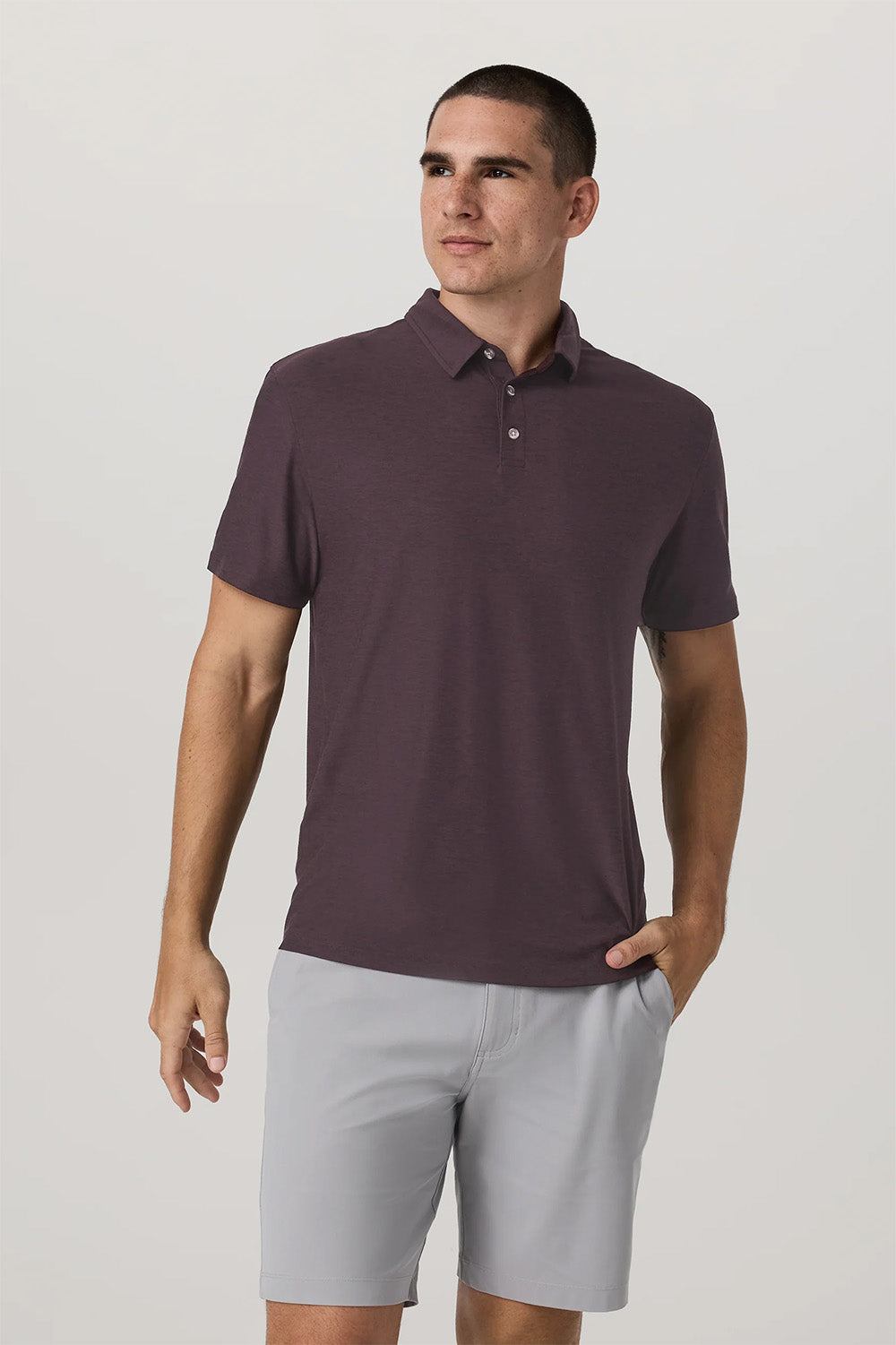 Vuori STRATO TECH POLO Raisin Heather Front