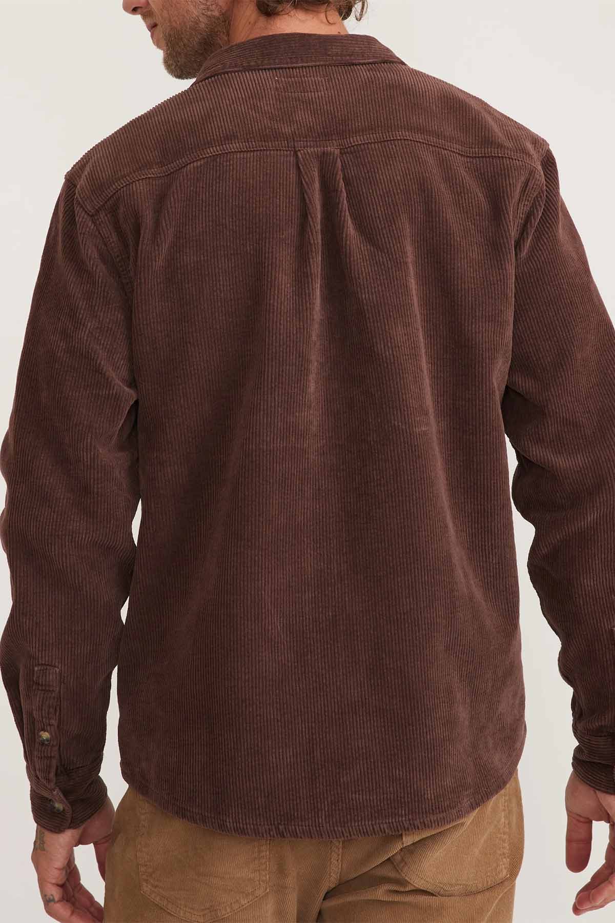 Marine Layer - Max Broken In Corduroy Overshirt - Chocolate - Back