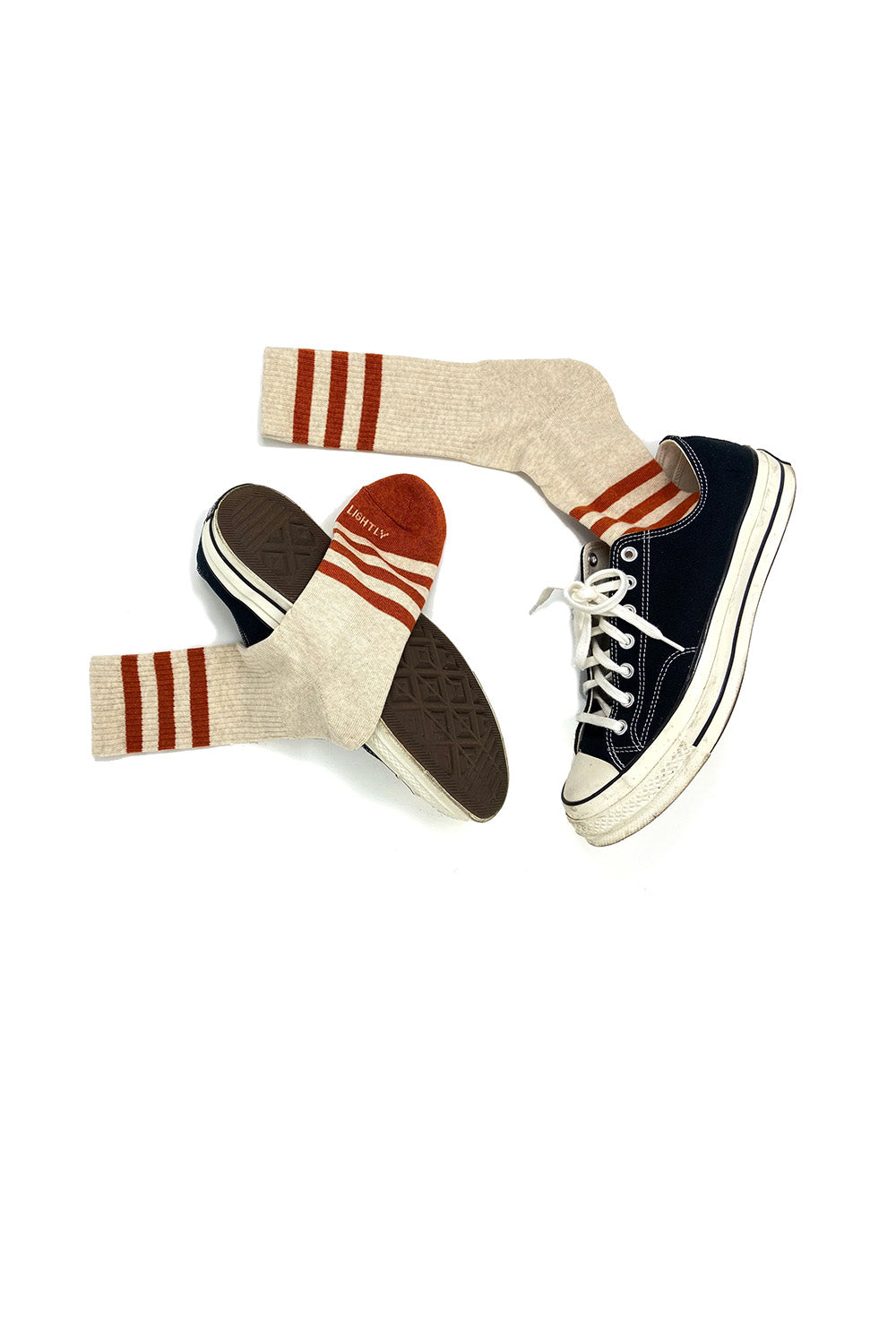 ampal creative heather stripes sock cream orange