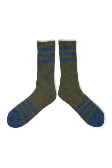 ampal creative heather stripes socks olive navy