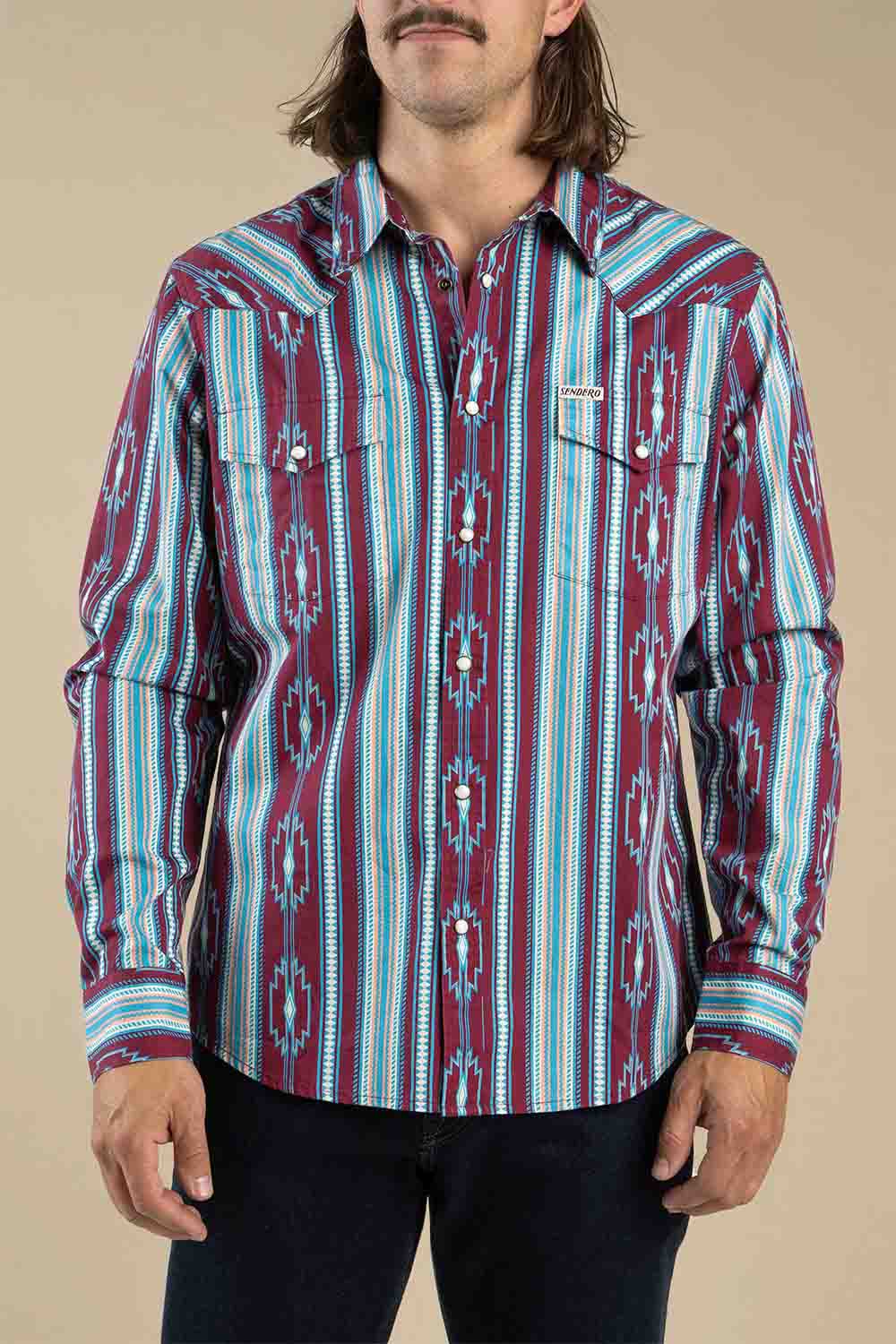 Sendero - Wyatt Pearl Snap Serape Shirt - Tacoma - Front