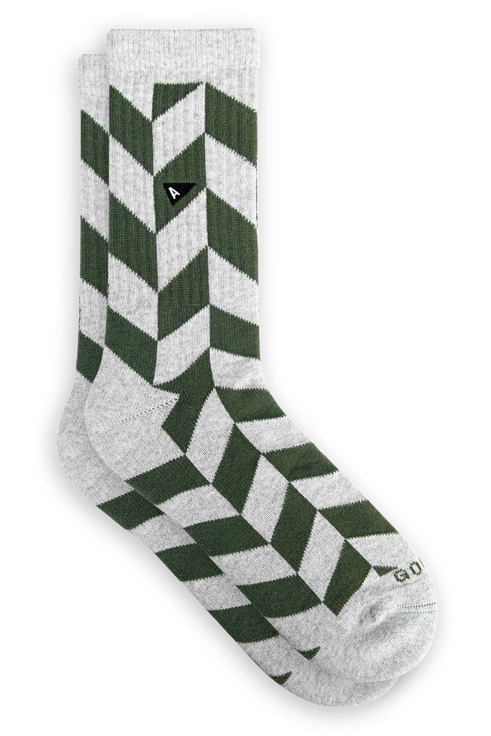 arvin goods crew sock olivine herringbone
