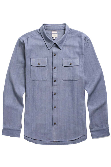 Bridge & Burn Bedford Shirt Denim Herringbone Flatlay