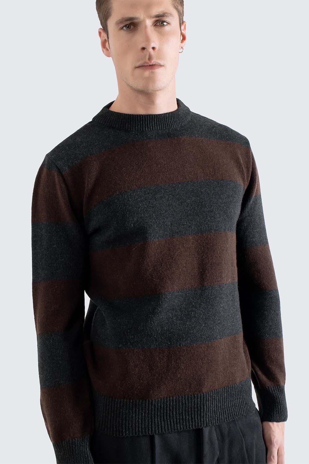 Far Afield - Combin Striped Knit -  Grey/Brown - Front