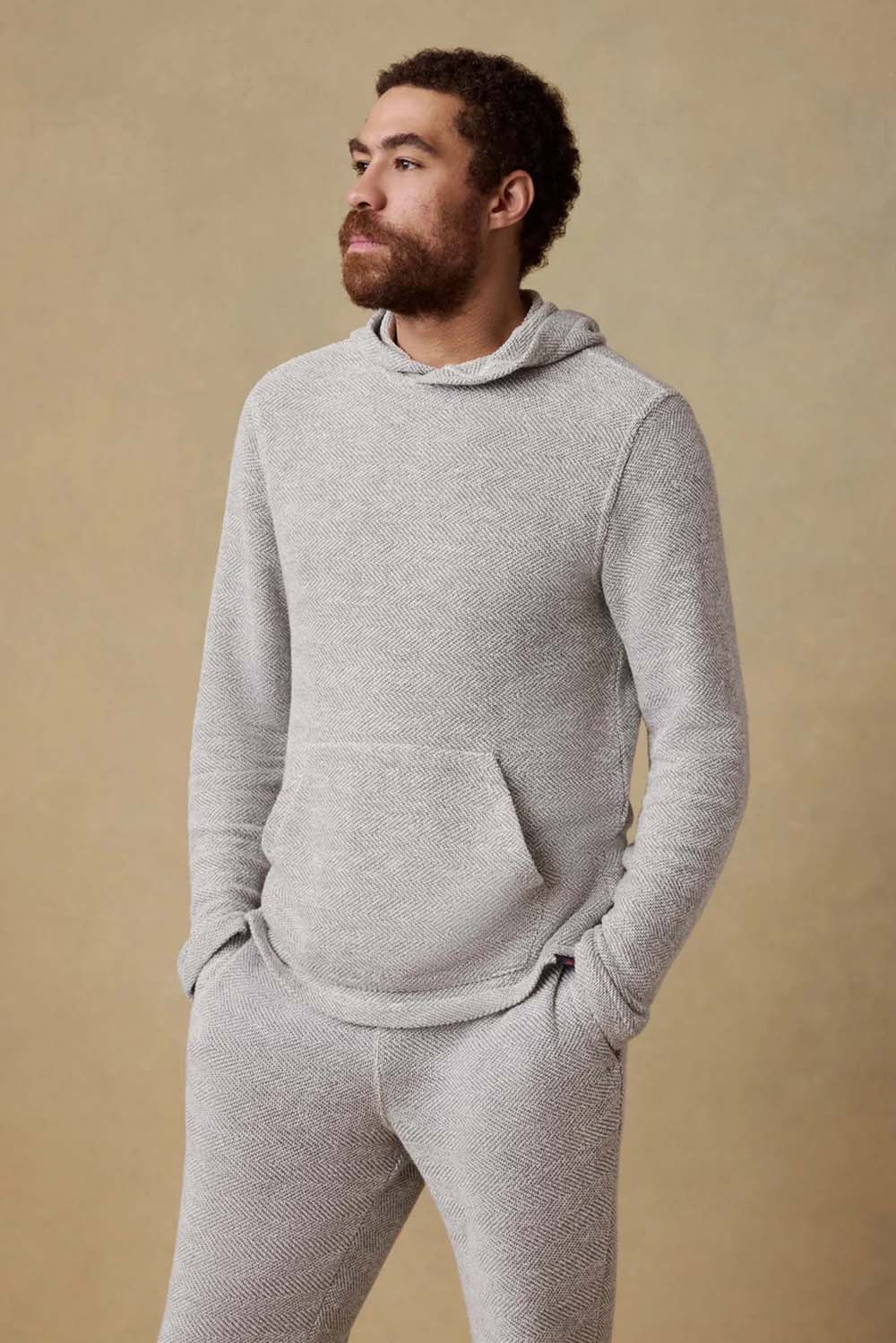 Faherty Whitewater Hoodie in Grey Shell Loop — Front view