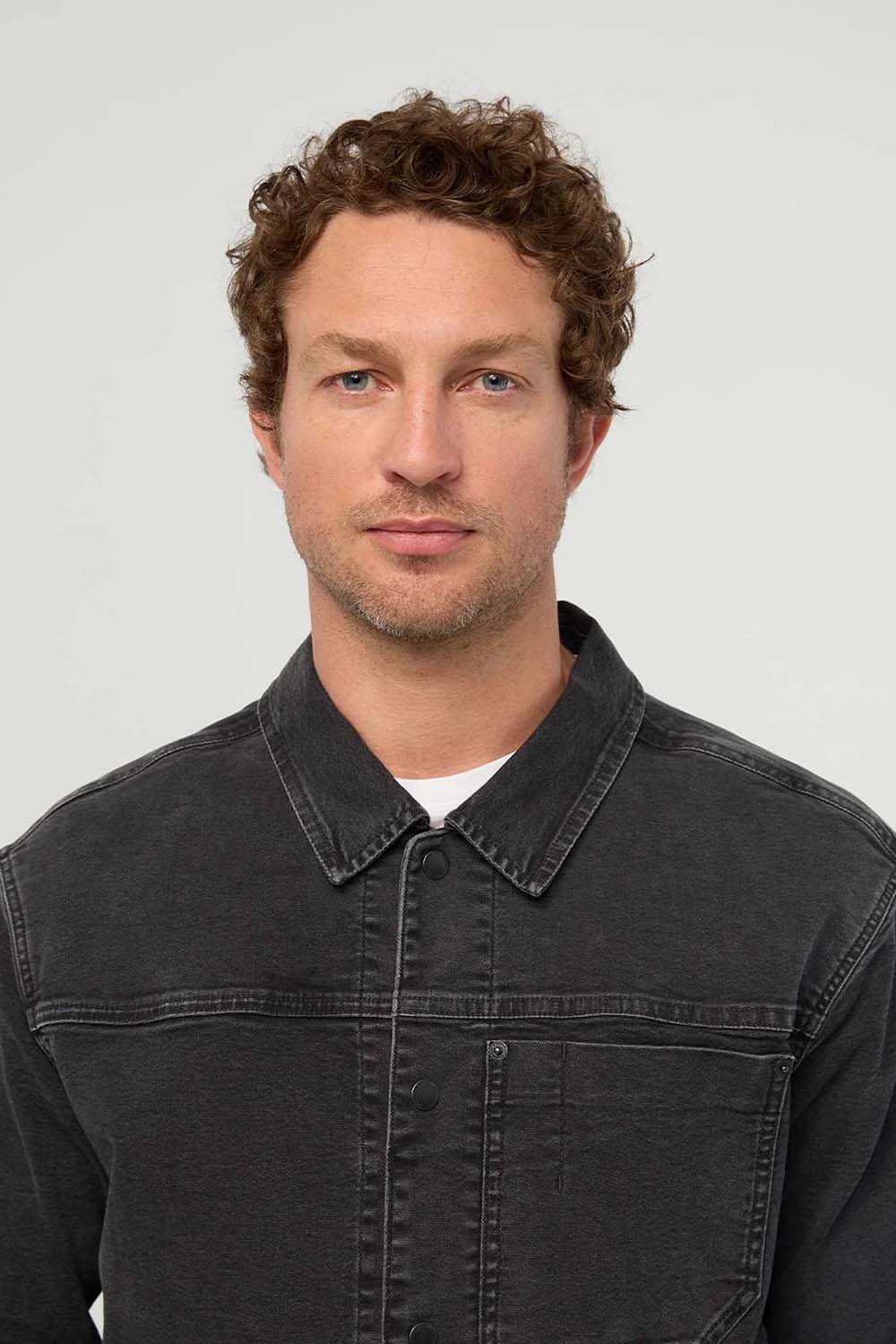 Duer Stretch Canvas Work Jacket in Black — Front Detail view