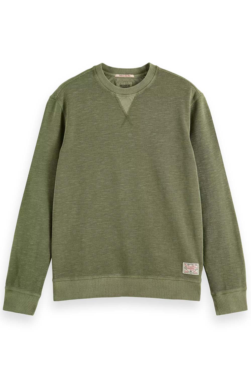 Scotch & Soda - Garment Dyed Sweatshirt - Army - Flatlay