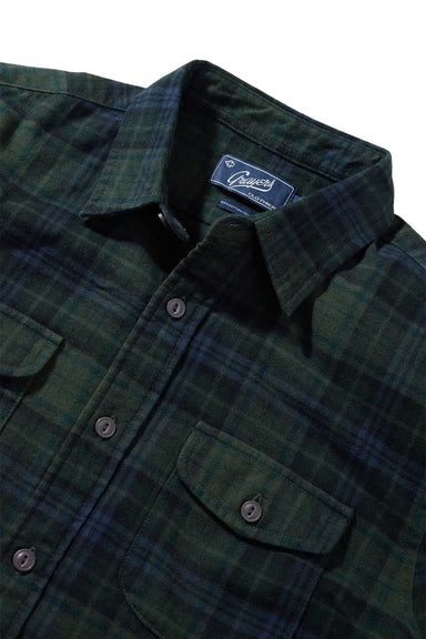 Grayers - Westlake Heritage Flannel - Green Navy - Collar