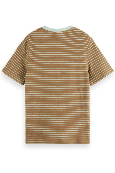 Scotch & Soda - Structured Striped T-Shirt - Taupe/Seafoam - Back