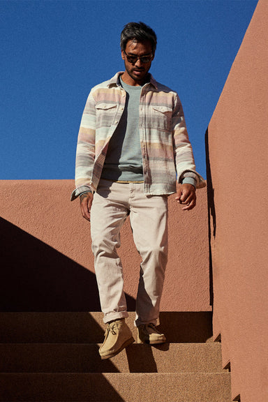 Outerknown - Blanket Shirt - Cloud Sonoran Stripe - Model