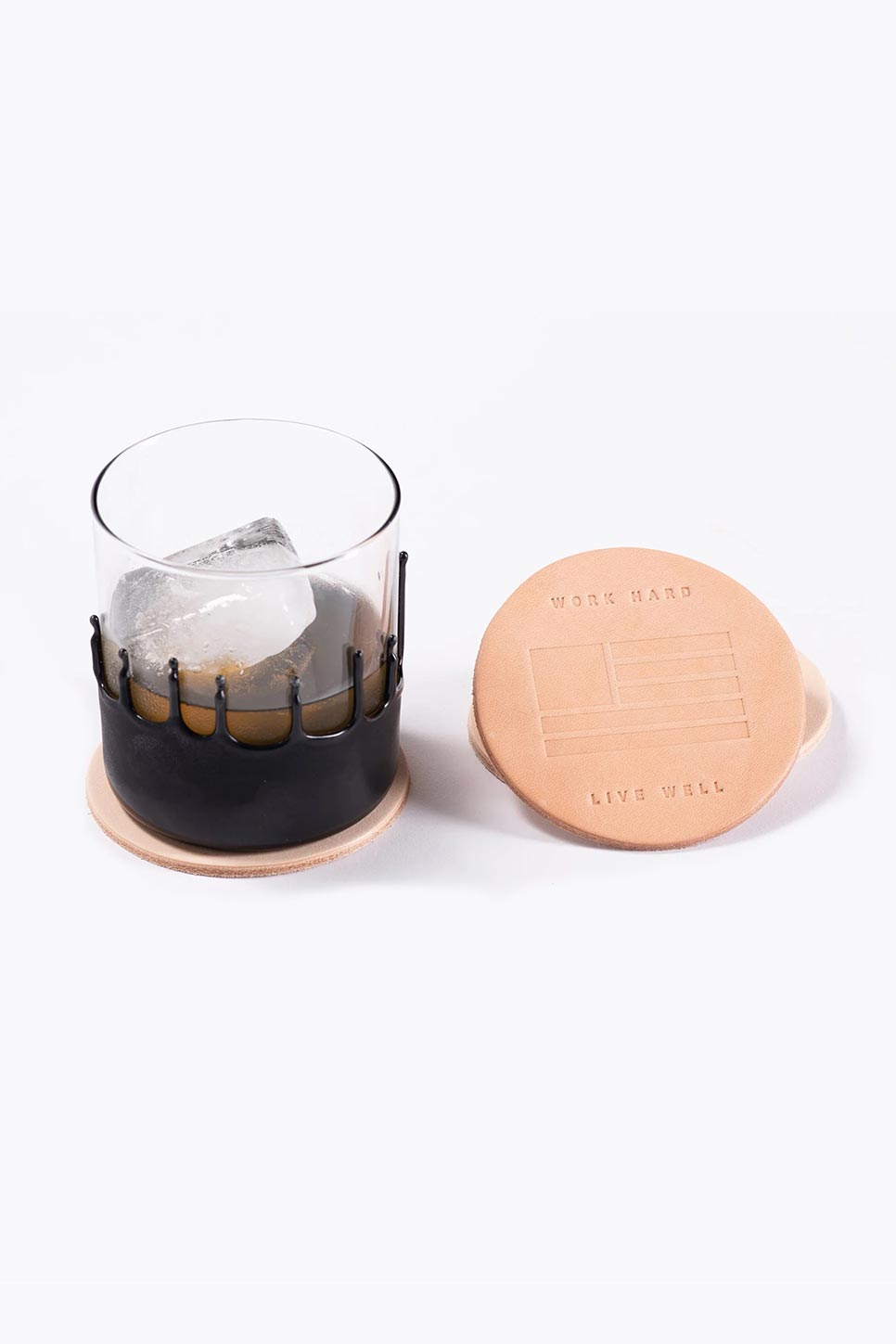 WORK HARD, LIVE WELL LEATHER COASTER