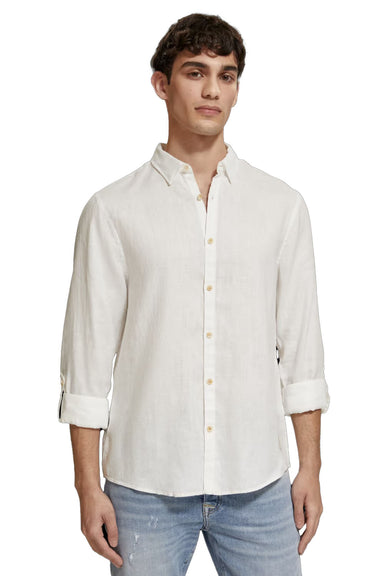 Scotch & Soda - Roll Up Sleeves Linen LS - White - Front