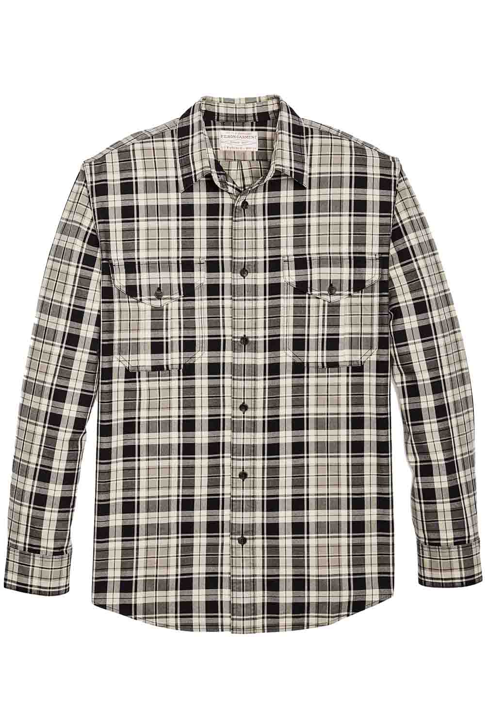 Filson - Light Weight Alaskan Guide Shirt - Cream/Black/Gray Plaid - Front
